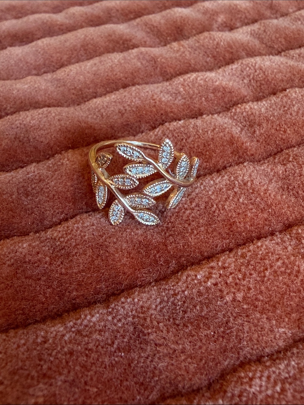 JACQUIE AICHE 14K Pave Diamond Wrap Leaf Ring - Picture 2 of 6